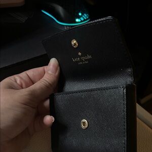 kate spade Black Saffiano Leather Card Wallet with Gold Tone Hardware